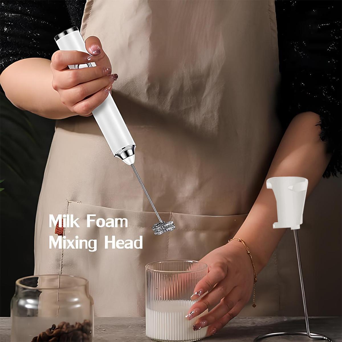 Milk Frother Handheld with 3 Heads, Mix Fruit juice powder, Electric Whisk Drink Foam Mixer with USB Rechargeable 3 Speeds, Mini Frother for Coffee Latte, Cappuccino, Hot Chocolate, Egg