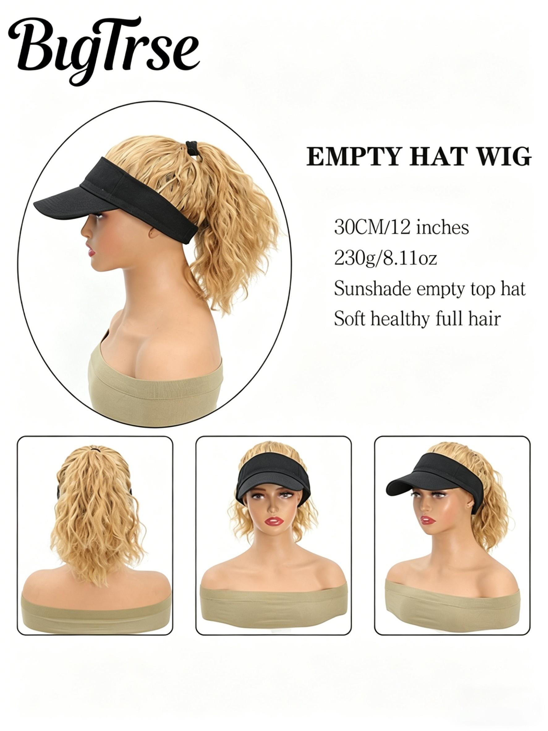 12-Inch High Ponytail Wavy Wig Hat, Summer Sun Protection Cap, Full Volume No Maintenance, Ideal for Outdoor Activities and Daily Wear