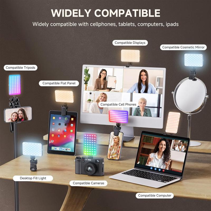OREKROY 165LED Clip Cell Phone Light, Selfie Light, RGB Lighting, 10 Lighting Modes for iPhone, Laptop, Camera, Portable Fill Light for Selfies, Video Conferencing, Photography, TikTok, youtube, Vlog Shooting Vlogging Kit Cellphone Accessories OREKROY 165LED Clip Cell Phone Light, Selfie Light, RGB Lighting, 10 Lighting Modes for iPhone, Laptop, Camera, Portable Fill Light for Selfies, Video Conferencing, Photography, TikTok, youtube, Vlog Shooting Vlogging Kit Cellphone Accessories