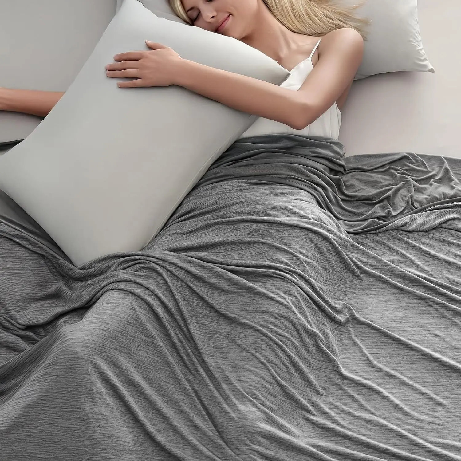 Cooling Blanket, 80'' *60'' Extra Large Arc-chill Cooling Fiber Summer Blankets, Double-Sided Lightweight Cool Blanket for Night Sweats Adult Hot Sleeper, Breathable & Comfortable