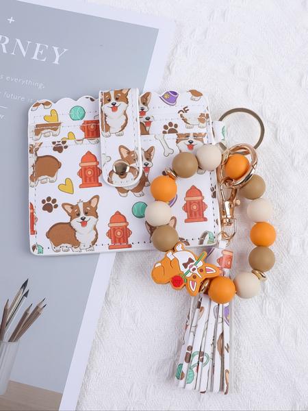 Animal Series Wrist Keychain with Colorful Beads, Cute Cartoon Design Card Holder, Perfect Gift for Friends and Holidays, Keychain Wristlet Strap
