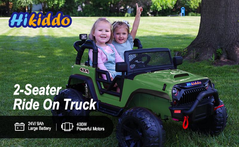 Hikiddo 24V 9Ah Ride on Toy for Big Kids 2 Seater Ride-on Truck Kids Electric Vehicle Car for Boys and Girls with Remote Control