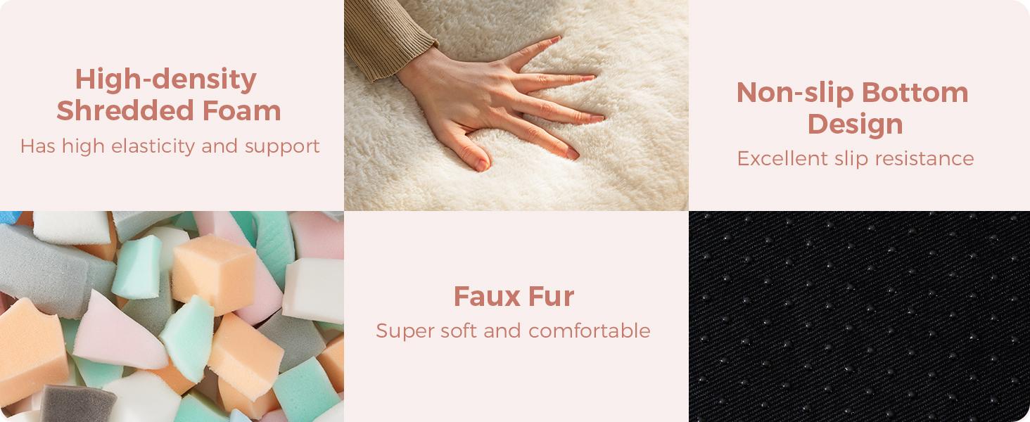 MAXYOYO Bean Bag Chair for Adults, Loveseat Floral Shaped Bean Bag Sofa, Ultra Soft Love Seat Mini Sofa Couch, Faux Fur Reading Chair for Living Room Bedroom