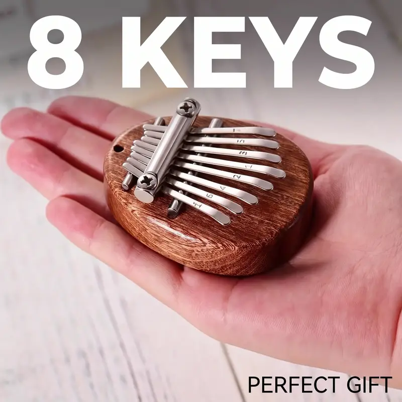 Professional Mini Wooden Kalimba, 8 Key Handheld Thumb Piano, Portable Musical Instrument for Home & School & Office, Ideal Gift for Friends