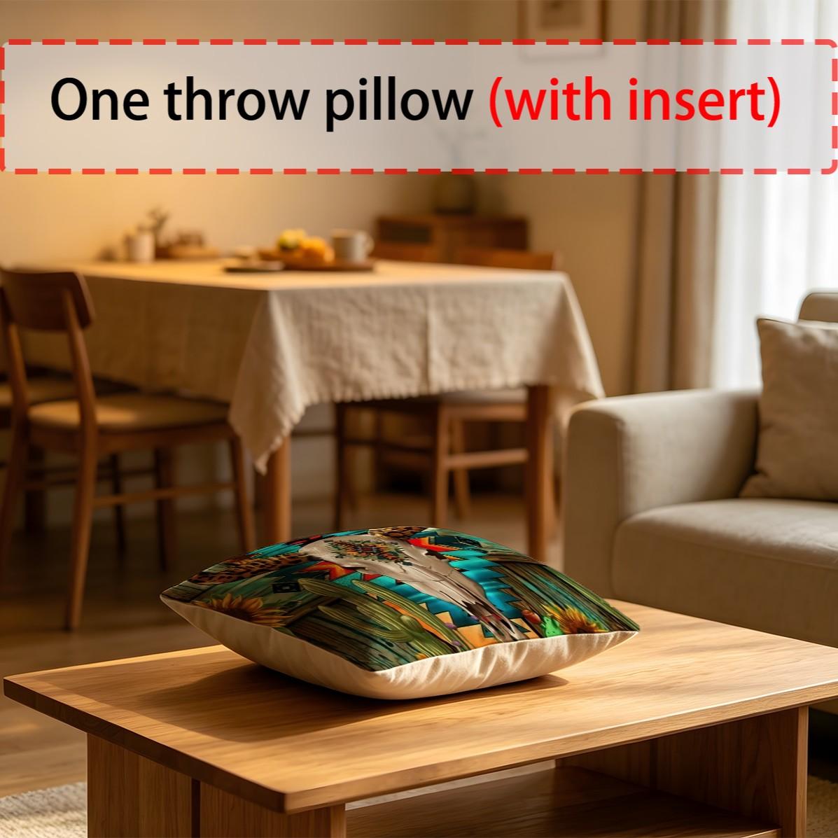 Bohemian Western Country Style Pillow, Machine Washable, Diverse Artistic Trendy Prints, Plush and Soft Filling, Universal for All Scenes and People, Sofa Decorative Cushion (Includes Pillow Insert, Removable), Home Decorative Cushion