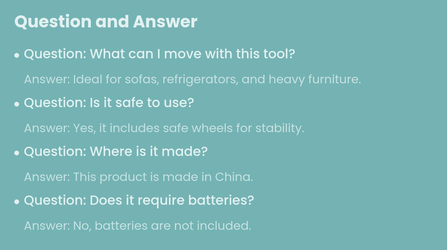 Furniture Moving Tool Set, Effortless Riser Elevator with Safe Wheels, Ideal for Sofa, Refrigerator, Hard Floor