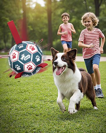 Glow in The Dark Dog Toys Soccer Ball with Straps, Outdoor Interactive Dog Toys Puppy Birthday Gifts, Dog Tug Water Toy, Light Up Dog Balls for Small & Medium Dogs（6 Inch Size 2）