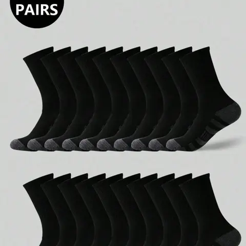 Men's Colorblock Crew Socks 5/10/20 Pairs Sock Packs, Outdoor Sports Mid-Calf Socks, Daily Fitness Casual Running Socks, All Seasons Wear