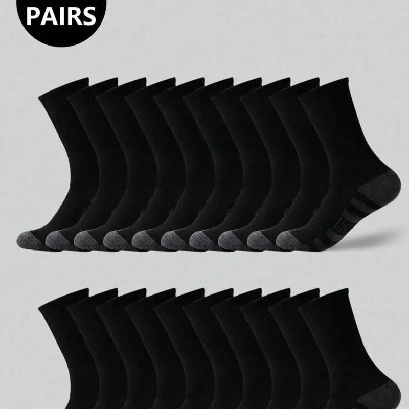 Men's Colorblock Crew Socks 5/10/20 Pairs Sock Packs, Outdoor Sports Mid-Calf Socks, Daily Fitness Casual Running Socks, All Seasons Wear