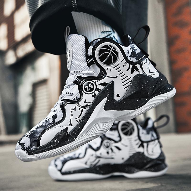 Men's official genuine basketball shoes, high-top sports shoes for spring and summer, suitable for students, wear-resistant, anti-slip, shock-absorbing, breathable basketball shoes.
