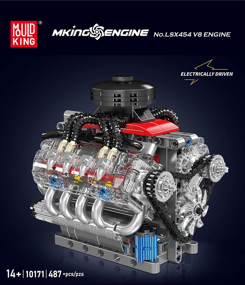 TikTokShopBlackFriday Mould King 10171 LSX454 V8 Engine Motor Building Blocks Set 487 Pieces STEM Build Your Own Engine Model Mini Kit for Kids & Adults Fathers Day Gift TikTokShopBlackFriday Mould King 10171 LSX454 V8 Engine Motor Building Blocks Set 487 Pieces STEM Build Your Own Engine Model Mini Kit for Kids & Adults Fathers Day Gift
