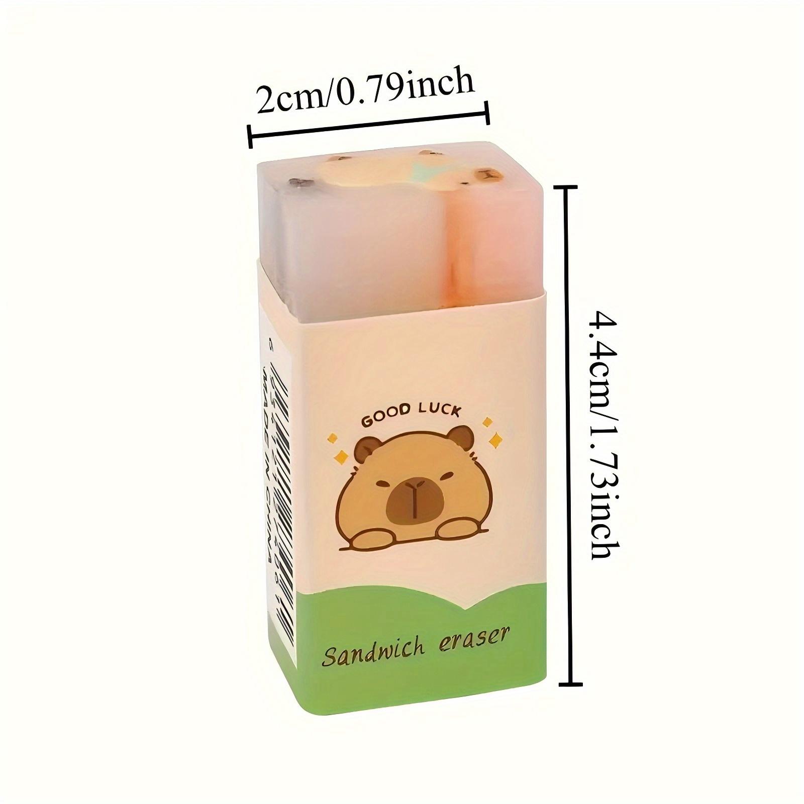Random 12/36 pcs Cute Capybara Erasers - No-Crumb, Perfect for Office & School Supplies, Assorted Colors (Blue, Green, Yellow), School Supplies Essentials | Playful Design | Durable Erasers