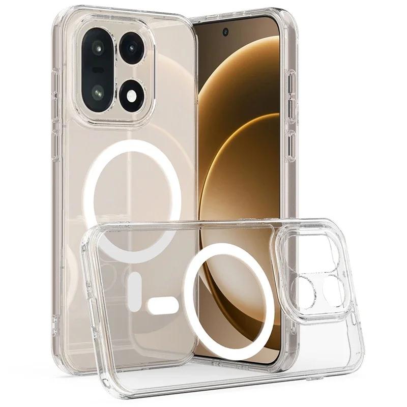 For OnePlus 15 Case ELVEV Magnetic Anti-fingerprint Hard PC TPU Transparent Phone Cover