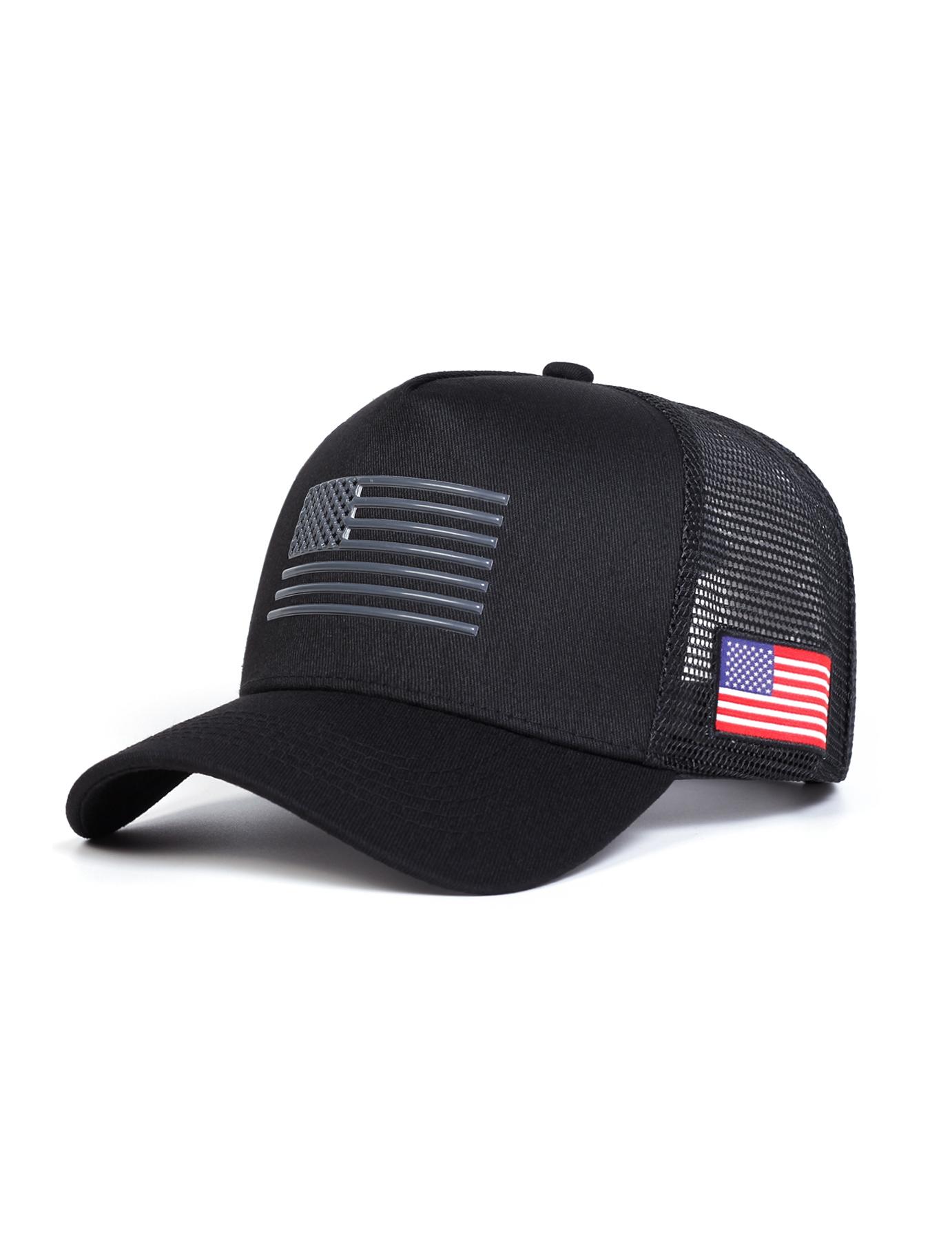 Unisex American Flag Baseball Cap, Breathable Cap, Adjustable Sun Protection Hat for Outdoor Travel Beach Vacation, Casual Fitted Woven Fabric Design