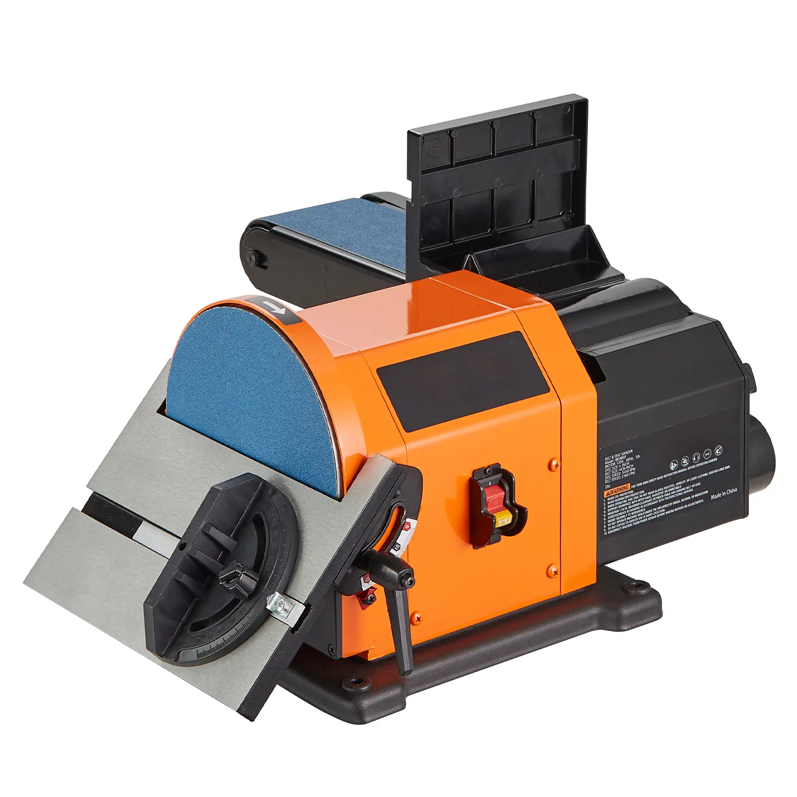 Professional Belt Sander, 6" Disc Sander and 4 x 36 in.Belt Sander with 5A Induction Motor Cast Aluminum Worktable for Woodworking, Metalworking
