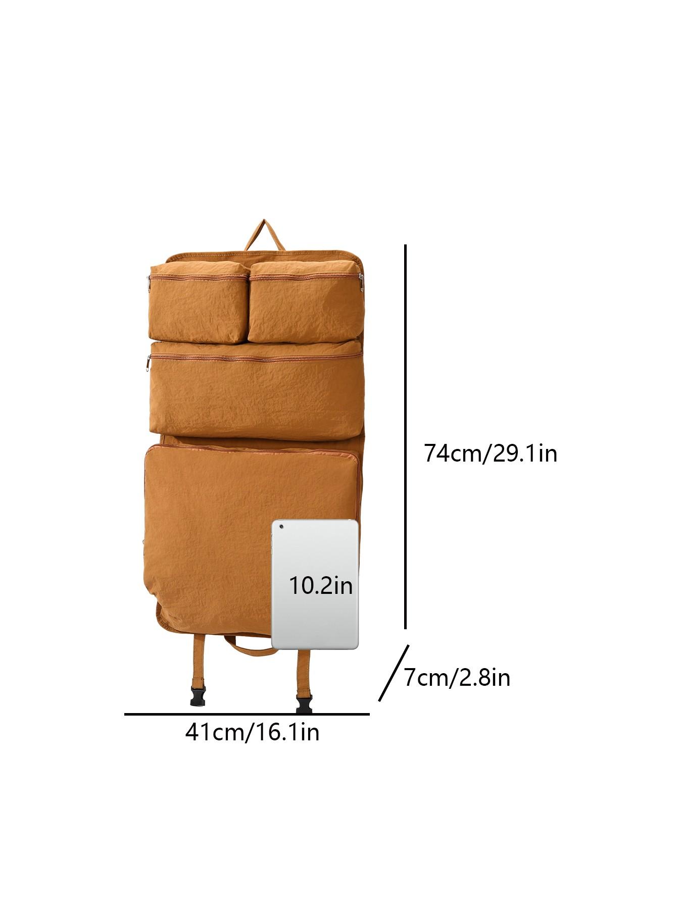 1pc  Solid color layered travel storage bag with multiple compartments, classified storage, zipper closure, lightweight material, luggage expansion tool suitable for business trips, clothing organization, super worry free storage bag