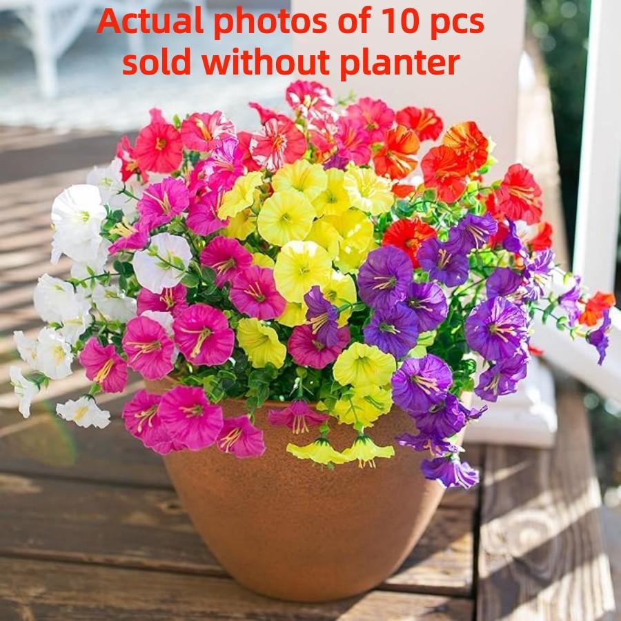 Artificial Potted Plant, 10pcs Faux Flower with UV Protective Function, Decorative Flower for Outdoor Home Flowerpot Porch Terrace Decoration #GLOBAL PICKS