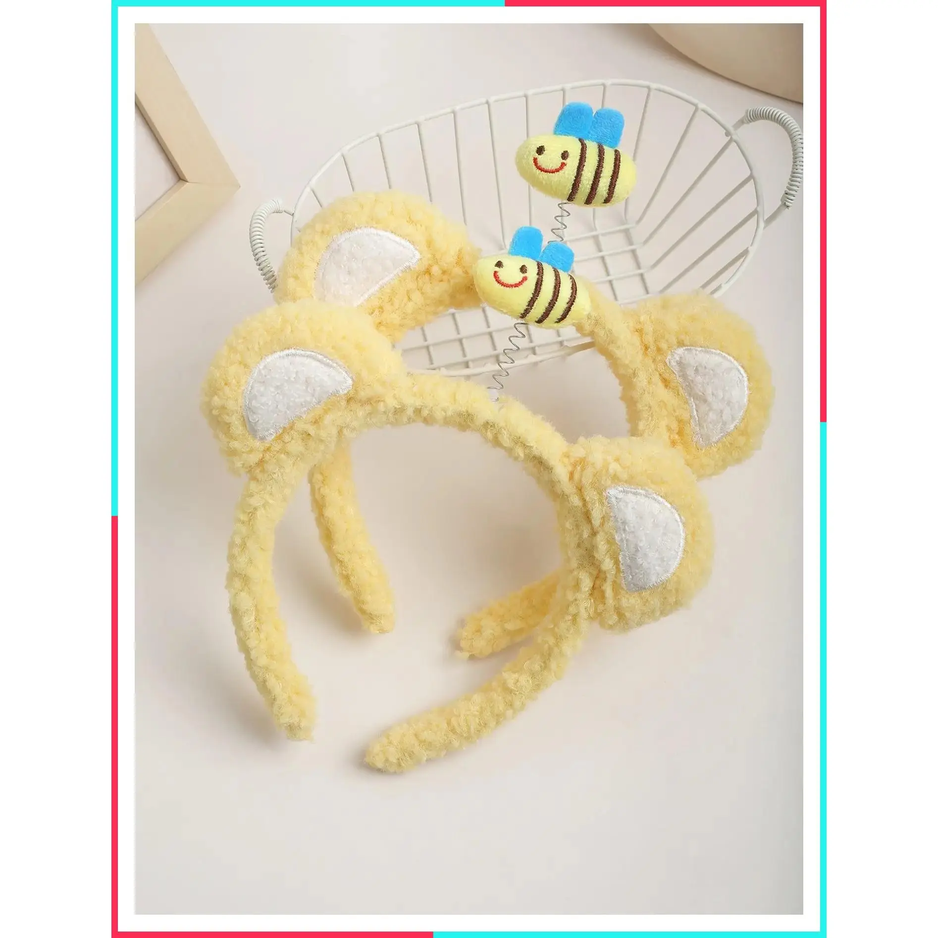 Cute Plush Bee Hairbands, 2pcs Soft Autumn Winter Headbands, Sweet Versatile Daily Hair Accessories, Perfect for Makeup & Face Washing