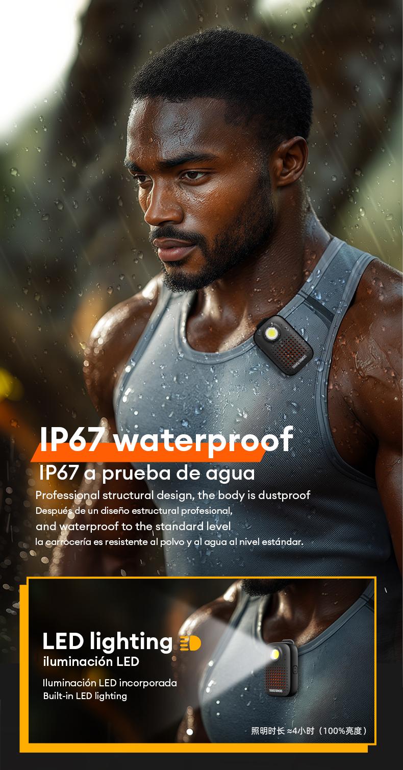 Transformers TF-Y07 PRO Bluetooth Speaker Dual Wear Design with Magnetic/Clip Collar, HiFi Stereo Sound, IPX67 Waterproof