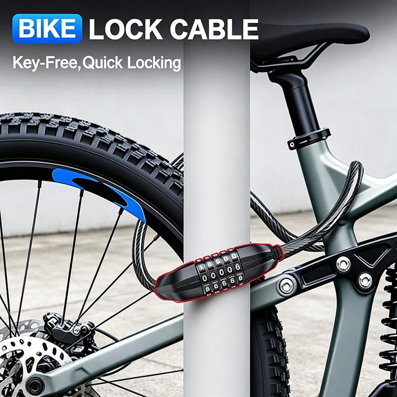 Bicycle Lock, 5-Digit Resettable Combination Cable Lock, with Mounting Bracket, Security Lock for Bikes, Scooters, E-Bikes, Motorcycles, Fences, Gates, Bicycle Accessories Bicycle Lock, 5-Digit Resettable Combination Cable Lock, with Mounting Bracket, Security Lock for Bikes, Scooters, E-Bikes, Motorcycles, Fences, Gates, Bicycle Accessories