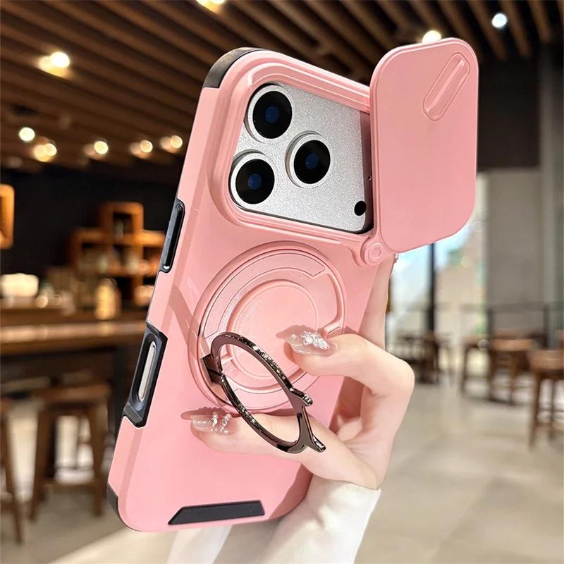 Rotating Flip Full Lens Protection Magnetic Stand Phone Case For iPhone 17 Pro Max 17Pro Air Dual Layer Protection Armor Cover