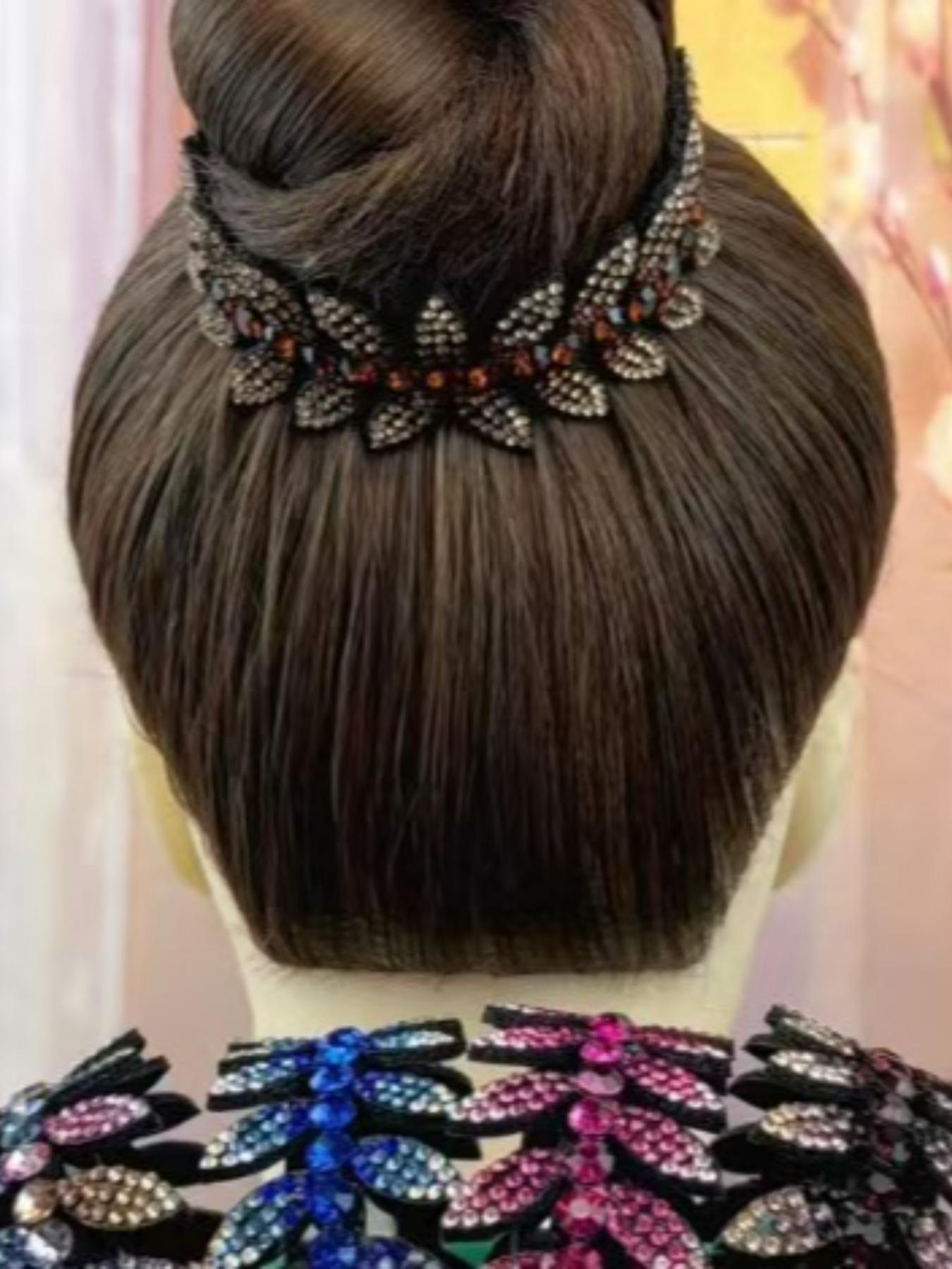 Women Hair Claw Clip with Rhinestone Flower Design, Random Color Crystal, Stylish Updo Hair Accessory for Daily Wear, Wedding & Special Occasions