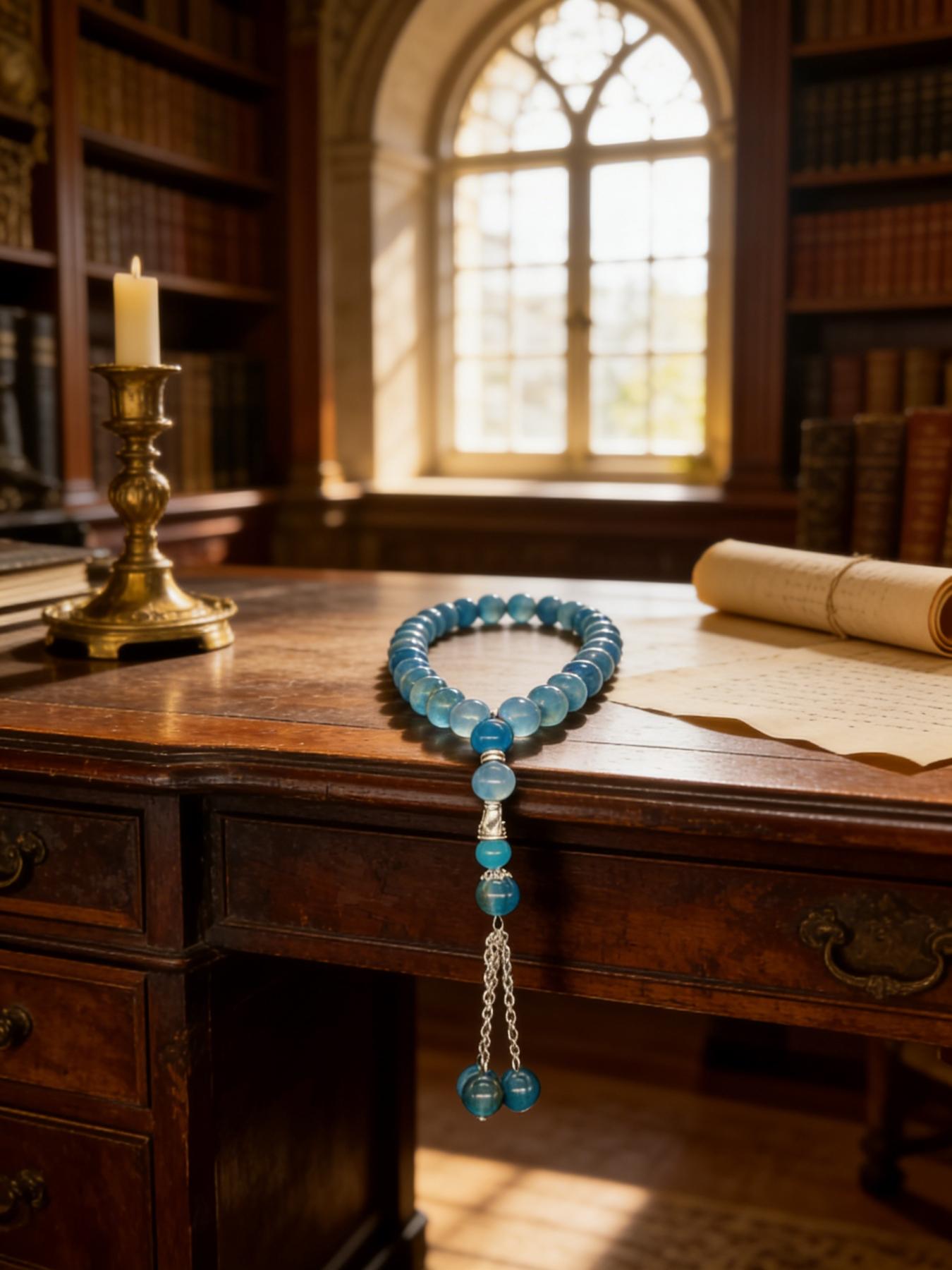Blue Dragon Pattern Agate Bead Bracelet, Vintage Tibetan Buddhist Jewelry, Lucky Charm Accessory, Perfect Gift for Couples and Friends