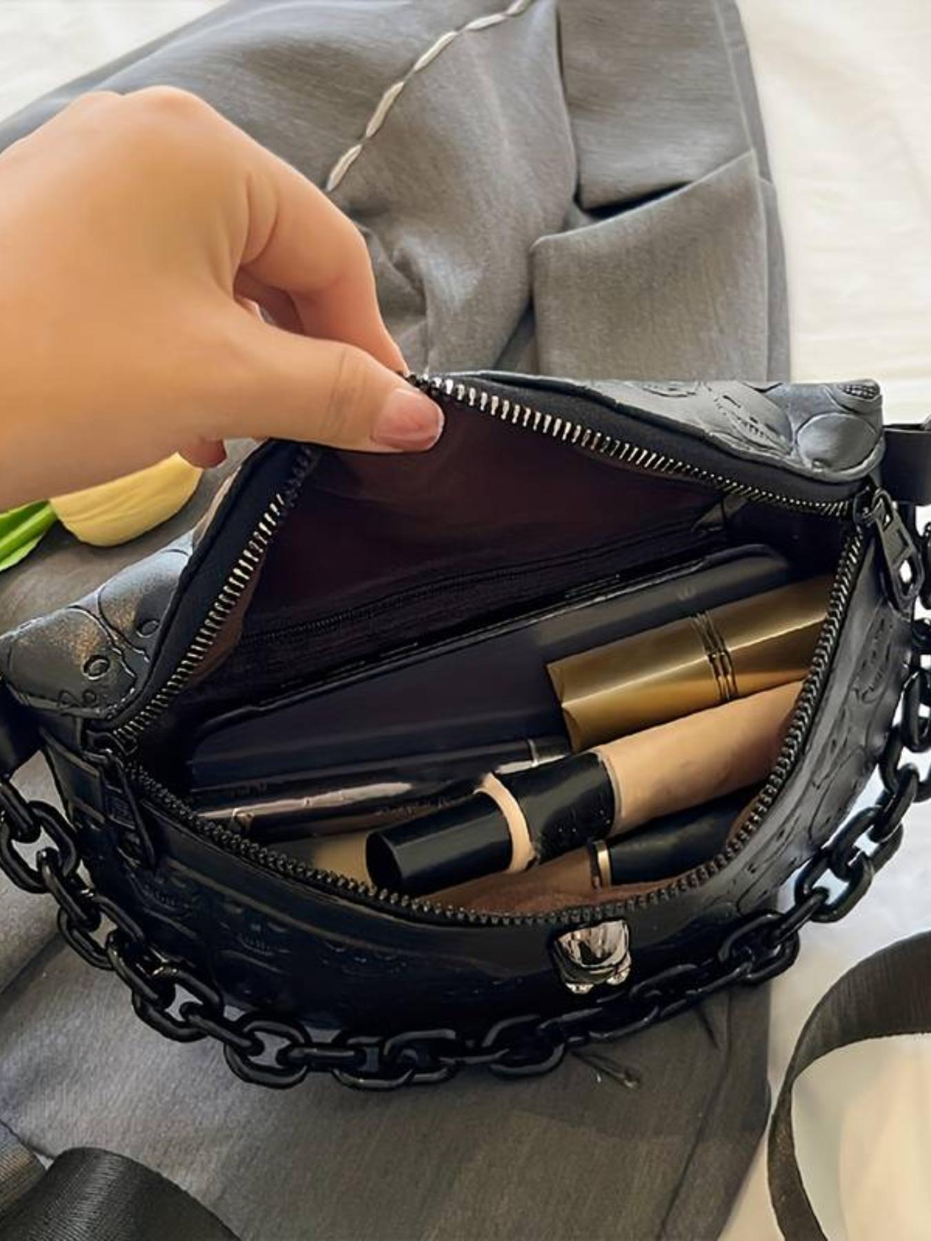 New Unique Design Skull Pattern Bag, Bold Fashionable Shoulder Crossbody Bag, Versatile Style for All Occasions, Crossbody Chain Bag, Fashionable Unique Bags