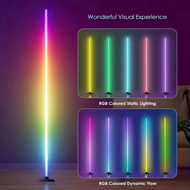 RGB LED Floor Lamp with Remote & App Control, USB Powered Smart Standing Lamp, Color Changing Ambient Light for Living Room Bedroom Home Decor
