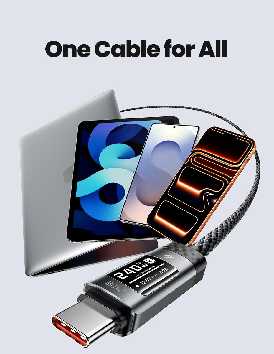 Toocki 240W Super Fast Charging USB C To USB C Cable Smart OLED Digital Display Type C Cable PD 3.1 SFC 2.0 Fast Charge For iPhone 17 16 15 Pro MAX Macbook Airpods Samsung S24 Xiaomi Toocki 240W Super Fast Charging USB C To USB C Cable Smart OLED Digital Display Type C Cable PD 3.1 SFC 2.0 Fast Charge For iPhone 17 16 15 Pro MAX Macbook Airpods Samsung S24 Xiaomi