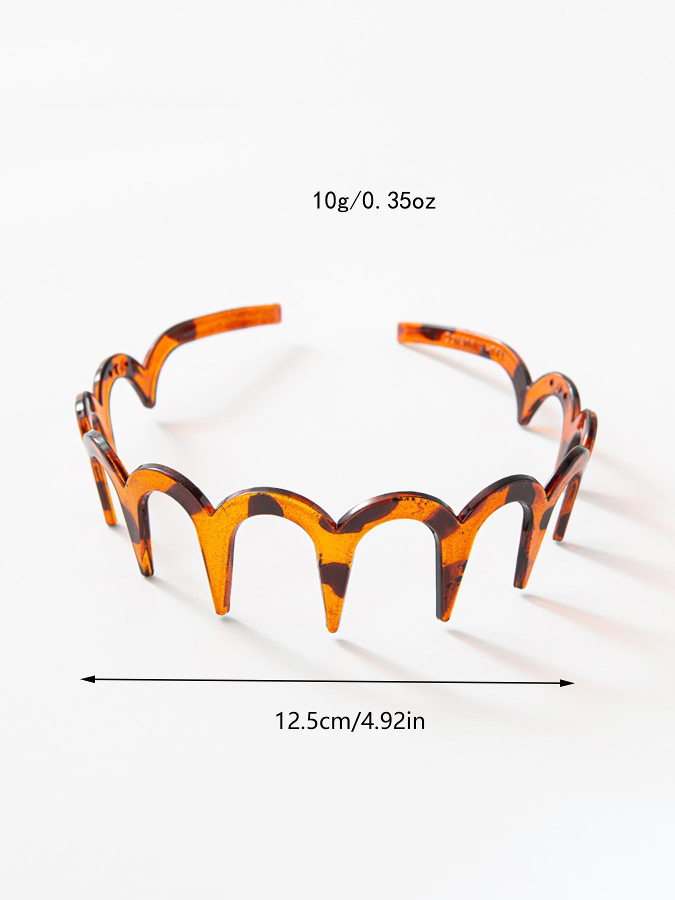 4pcs U-Shaped Wave Comb Forehead Hairband, Wavy Headband, Anti-Slip Fine Transparent Headband, Unisex Leopard Pattern, Casual Style, All-Season Hair Accessory