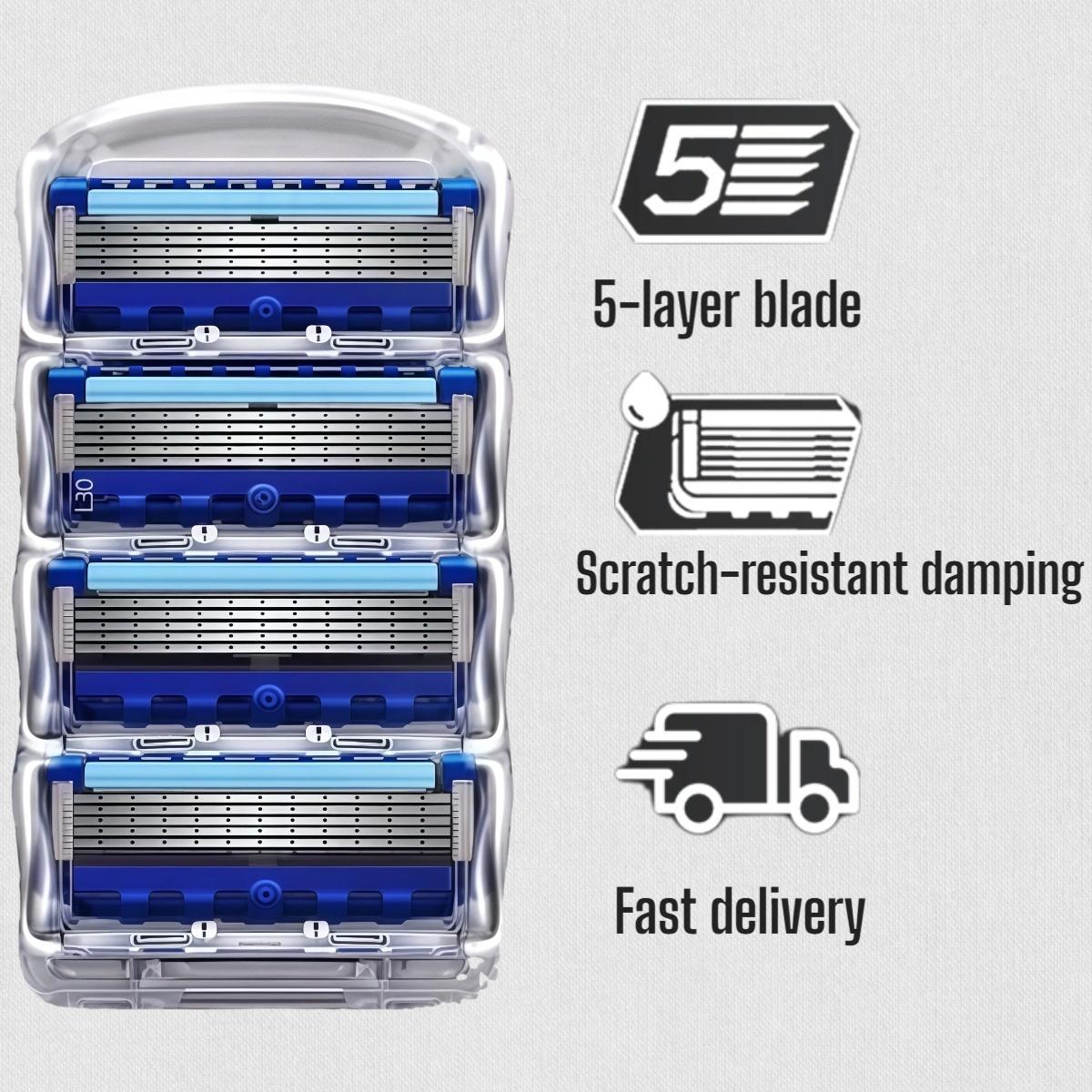 Men's Shaving Razor Set, High-Quality Sharp Blades, 5 Layer Stainless Steel, Dustproof Waterproof Rust-Resistant, Comfortable Shave Experience