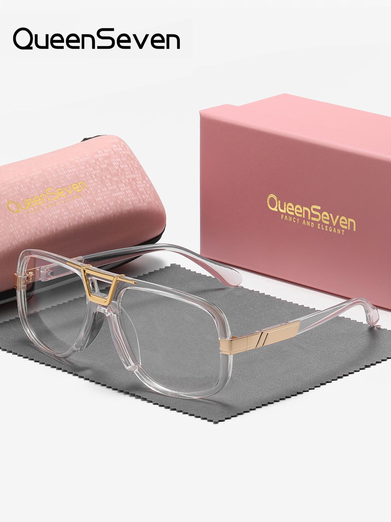 QueenSeven 1 Piece Unisex Exceptional Quality Full Frame Plano Glasses Easy To Wear Rectangular Frame Plano Glasses