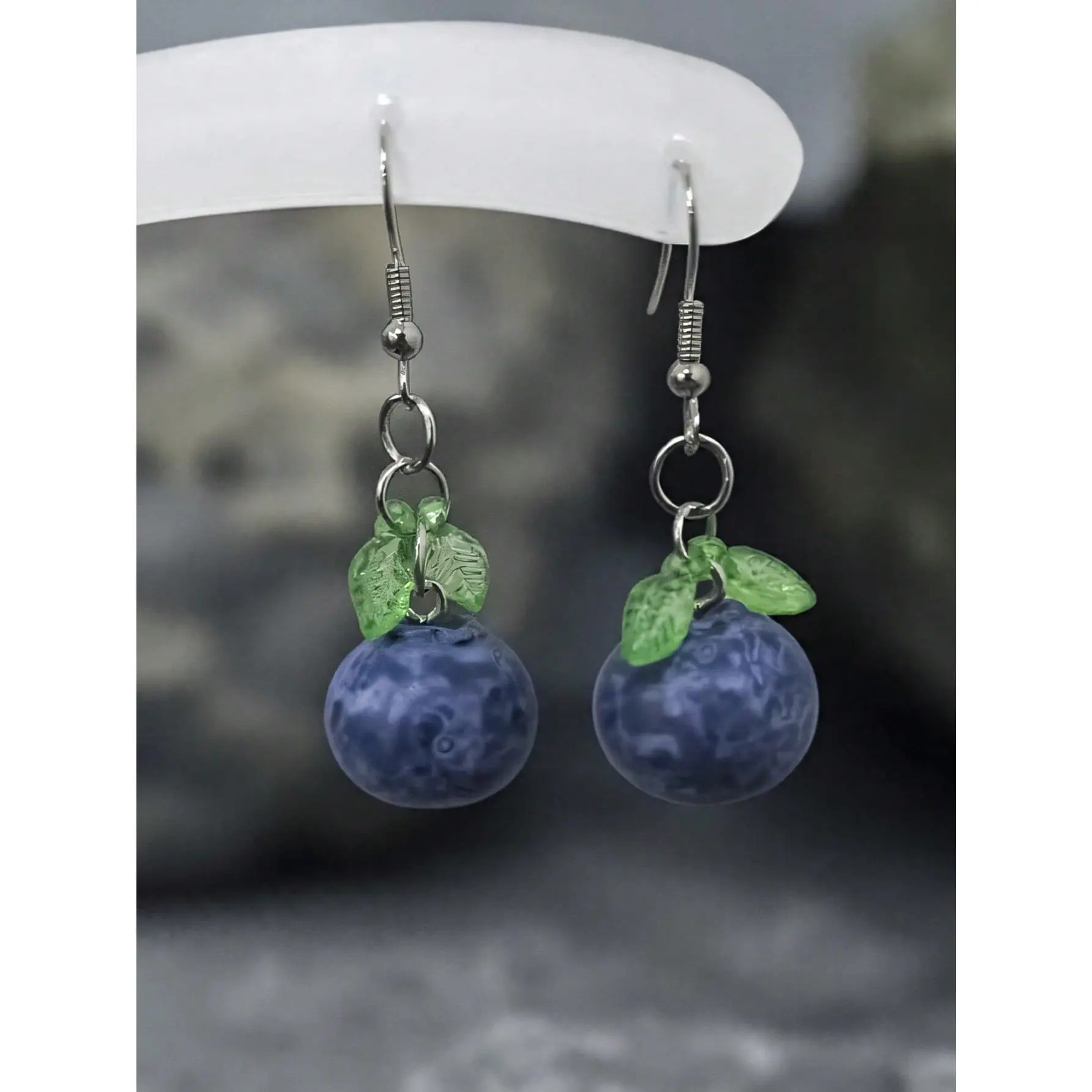 1 Pair Cute & Fun Realistic Blueberry Earrings, Suitable For Women's Everyday Or Vacation Outfits