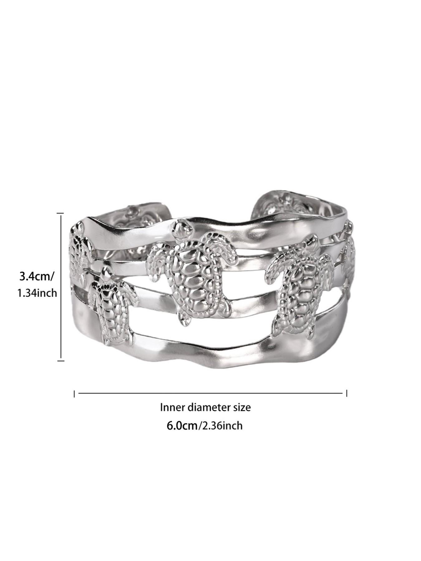 Stainless Steel Turtle Bracelet for Women, Silver Color, Casual Style, Waterproof, Perfect Gift for Birthdays, Parties, Weddings, Holidays