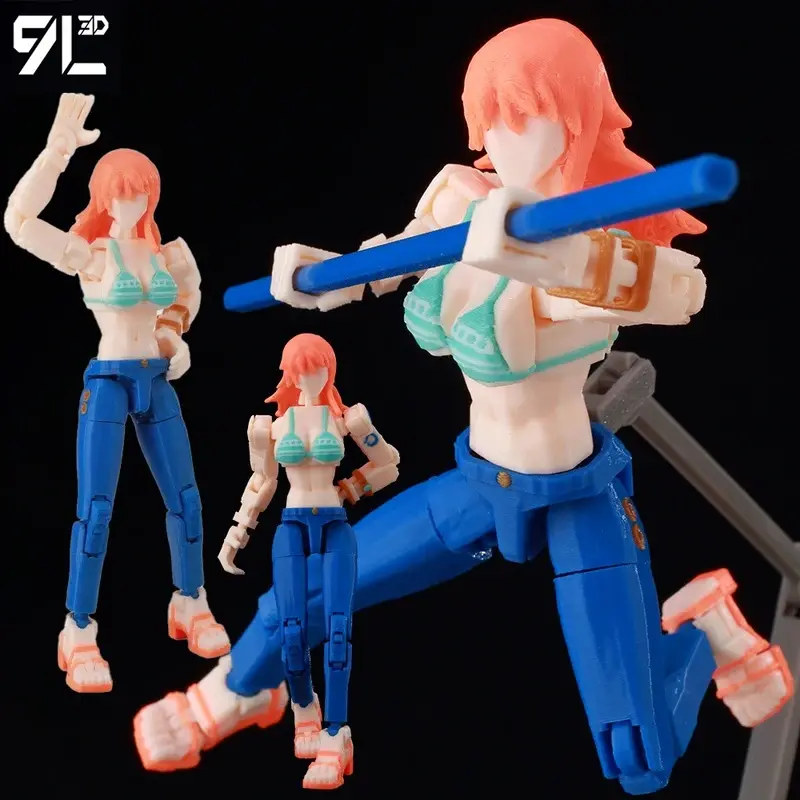 9L3D Dummy13 One Piece Figure Nami Anime Lucky13 Multi-Jointed Poseable Stress Relief Toys Collector's Printed Model Collectible