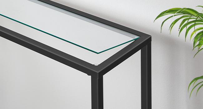 HOOBRO 39.4" Tempered Glass Console Table, Modern Sofa Table, Modern Entryway Table, Narrow Couch Table, Metal Frame, for Living Room, Hallway#springtok HOOBRO 39.4" Tempered Glass Console Table, Modern Sofa Table, Modern Entryway Table, Narrow Couch Table, Metal Frame, for Living Room, Hallway#springtok