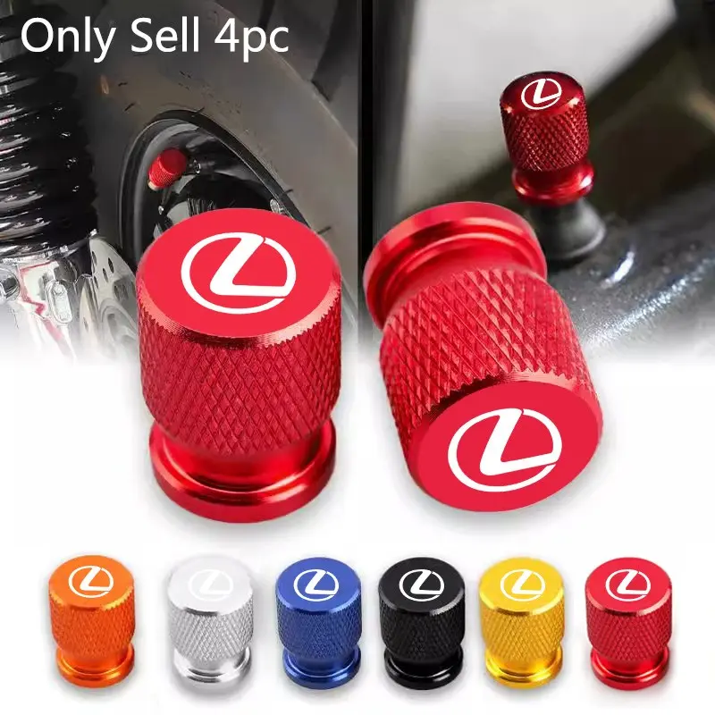 4Pcs Metal Car Wheel Tire Valve Caps Tyre Stem Covers Airdust Waterproof Accessories For Lexus ES200 ES260 ES300 RX300 LS500h GS300 IS250 IS300 CT200h LX570 GX NX UX Is Es Rx