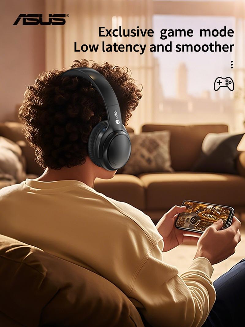 Asus Adjustable ANC Headphones with Built-in Microphone, Foldable Design, 130H Battery Life, Wireless Game Headset for Gaming & PC - Black