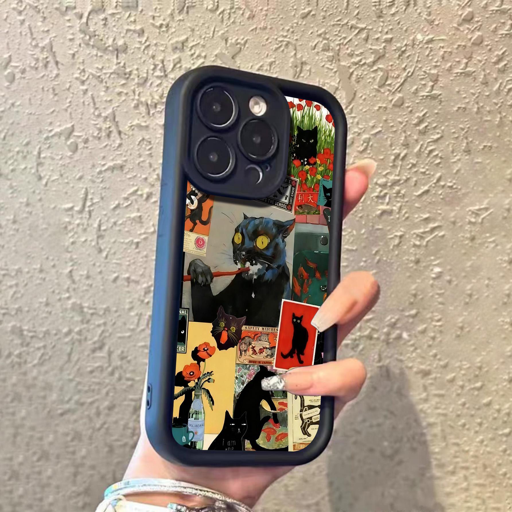 Unique Cat Patchwork Phone Case, Soft Full Coverage, Anti-Slip, Fingerprint Resistant, Suitable for Apple iPhone Models