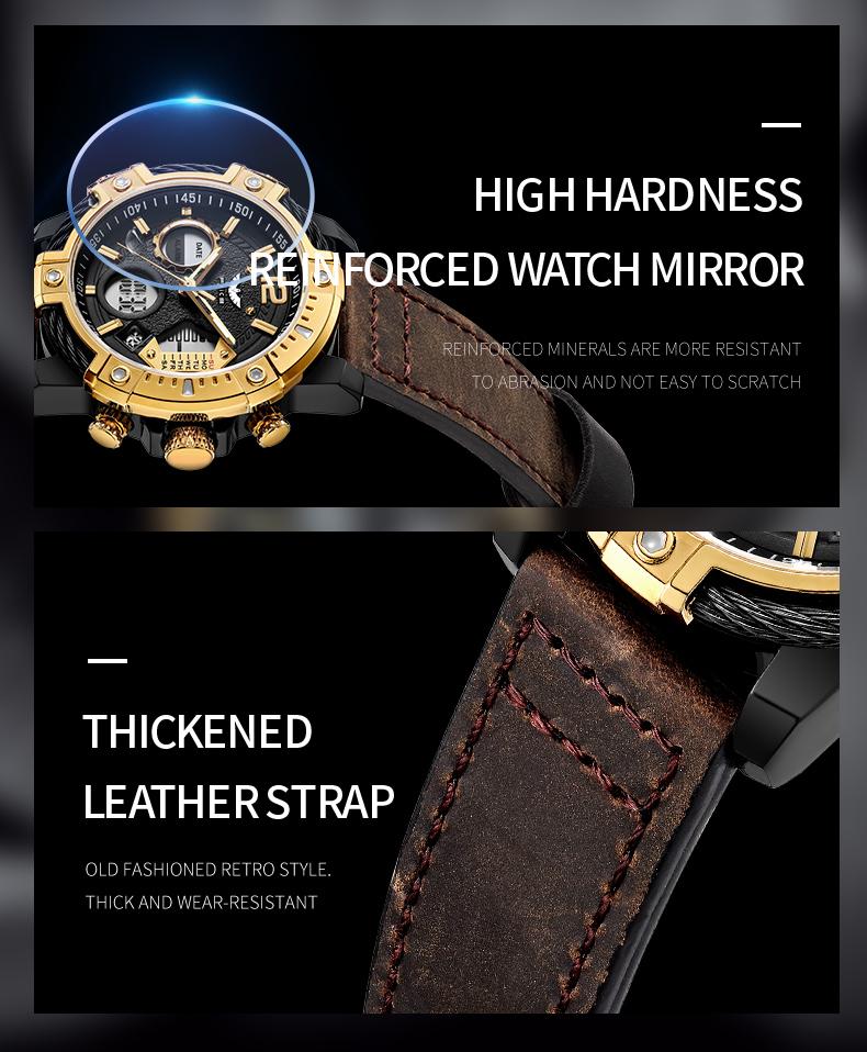 FEICE Fashion Men's Watch Large Dial Waterproof Luminous Watch Fashion High-end Multifunctional Sports Dual Time Zone Watch gift set