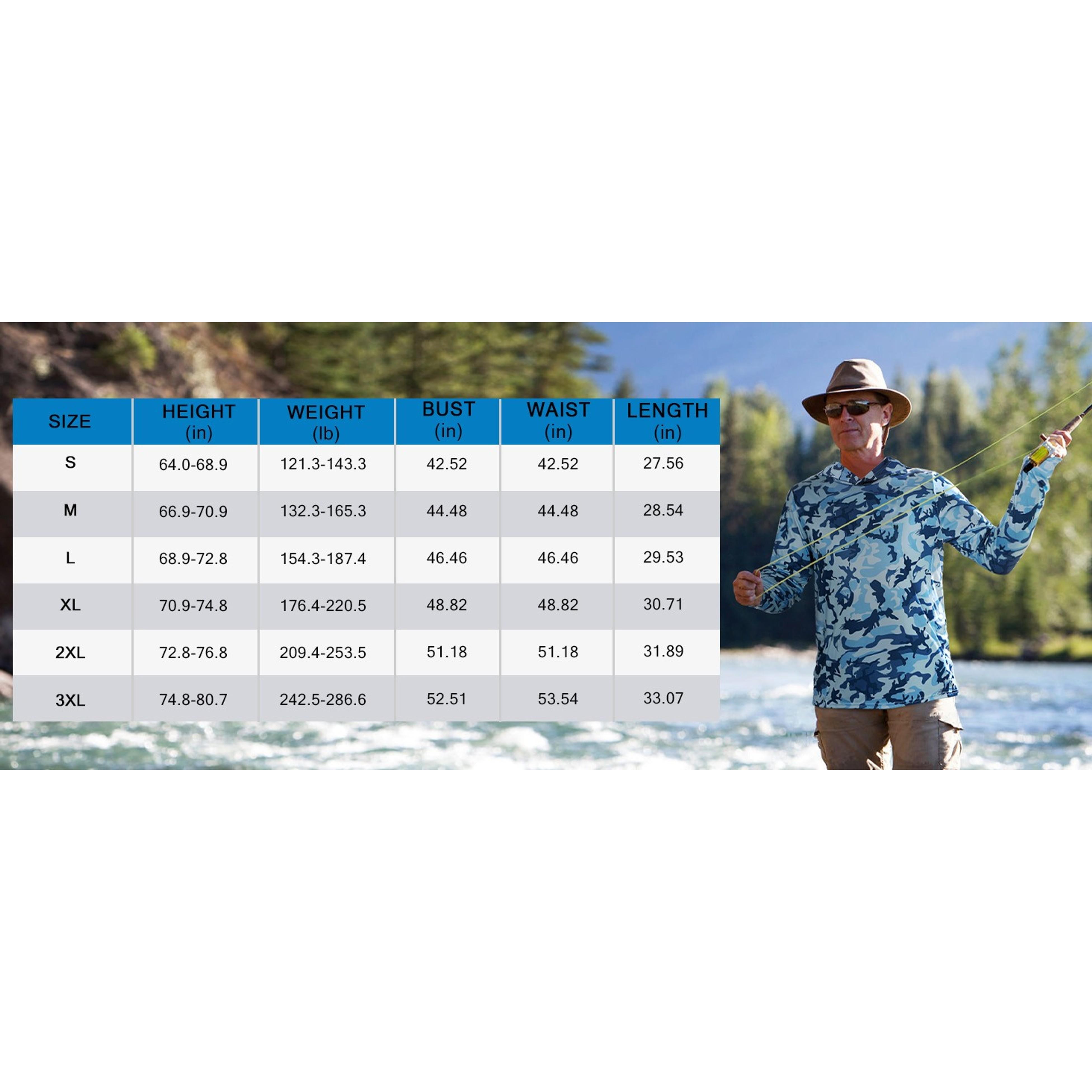 Men's UPF 50+ Hooded Long Sleeve Fishing Shirt, Lightweight Camo Sun Protection Hiking Hunting ShirtGift