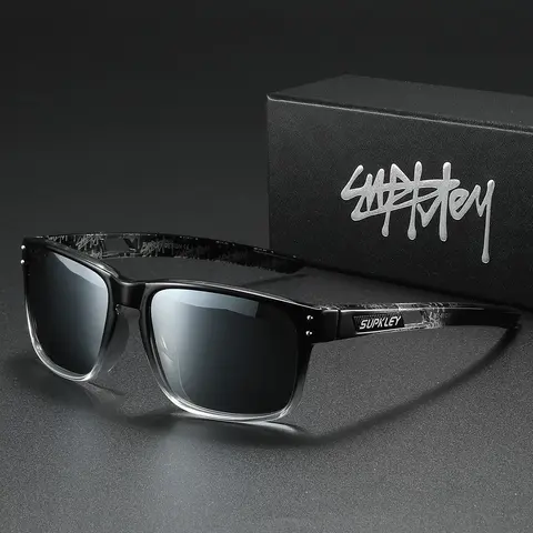 SUPKLEY Lightweight Polarized Square Framed Sunglasses for Men & Women, Trendy Frame for Travel and Outdoor Photography, Reducing Glare and Blocking UV Rays, Trendy Casual Sunglasses