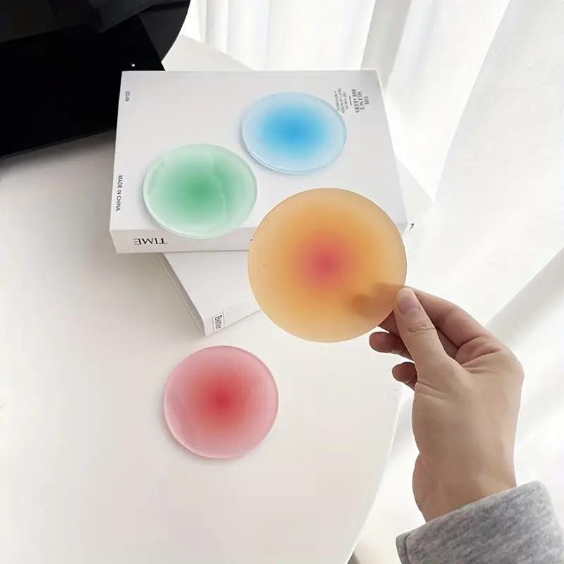 Colorful Gradient Acrylic Coaster, 4 Counts/set Round Heat Resistant Non-slip Coaster, Decorative Coaster for Home Kitchen Dining Room
