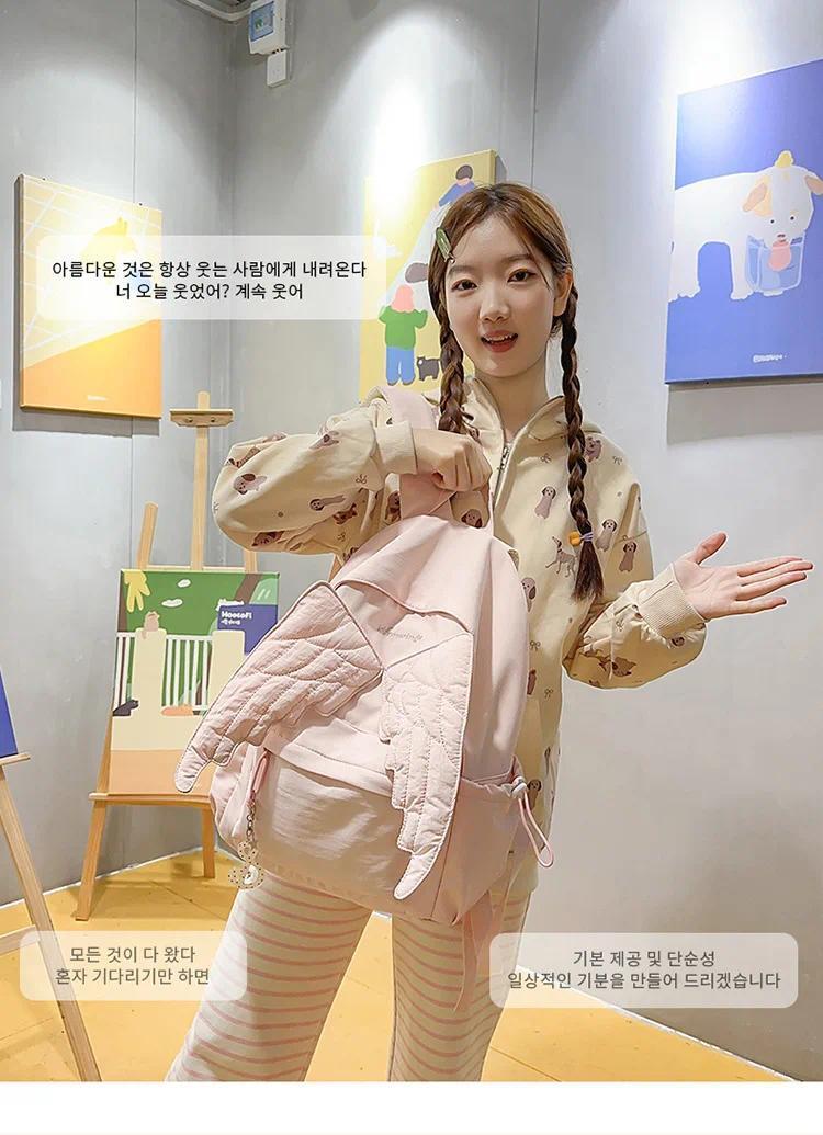 Angel's Wings Backpack for Girls Fashion School Bag for College Students Women Large Capacity Book Bag Lady mochila femininas