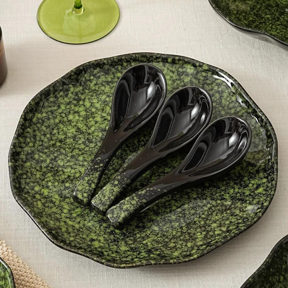 2pcs High-End Crystalline Ceramic Spoons, Vintage Creative Dessert Spoon, Microwave Safe, Dishwasher Safe, Multi-Purpose Tableware