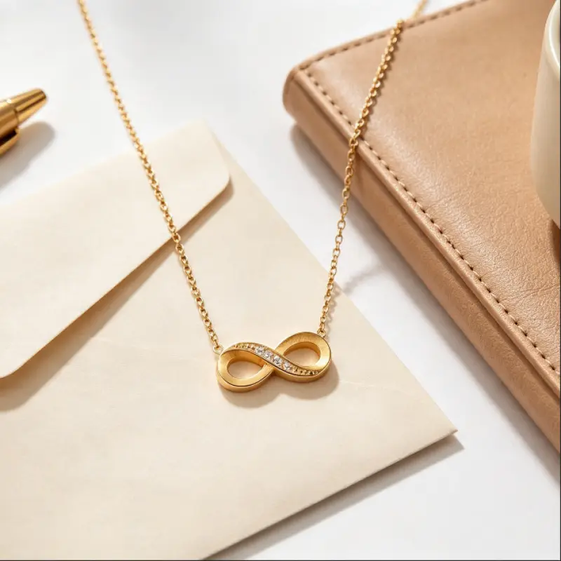 Gold Infinity Symbol Pendant Necklace for Women, Dainty Cubic Zirconia Infinity Necklace, Everyday Love Friendship Jewelry Gift
