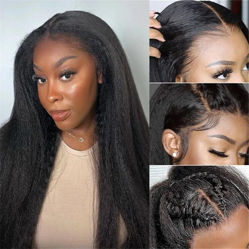 Kinky Straight 360 Full Lace Wig Human Hair Wigs 13x6 HD Lace Frontal Wigs Yaki 360 HD Lace Wig Brazilian Transparent 360 Lace Front Wigs For Women 180% Pre Plucked