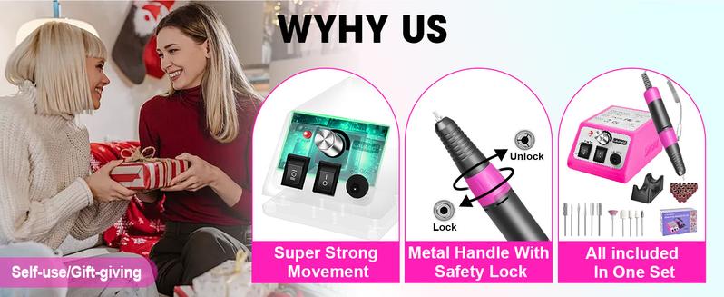 Professional Nail Drill 35000RMP Electric Nail File Nail Filer Electric E Filer for Nails, Nails Drill Kit with Nail Drill Bits and Sanding Bands and for Acrylic Nail Gel Nail Manicure Pedicure