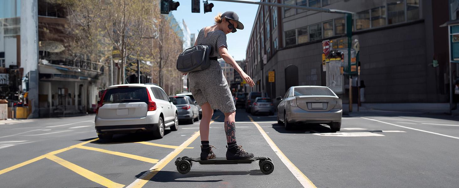 【E-Skate】Electric Skateboard with Remote, 450W/500W/1200W/3000W Brushless Motor, 9Mph/12Mph/30 Mph /32Mph Top Speed, Electric Longboard for Adults ＆Teens